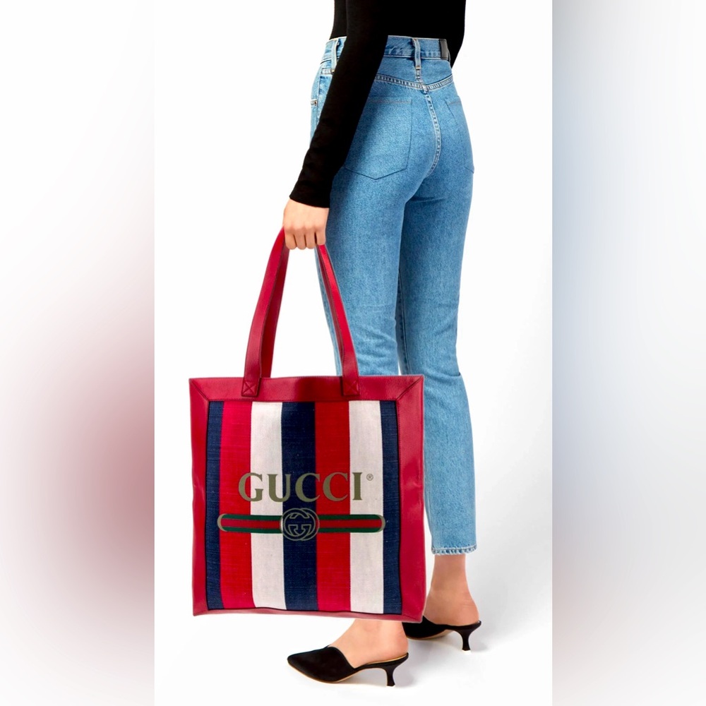 Gucci Sylie stripe tote bag large size
